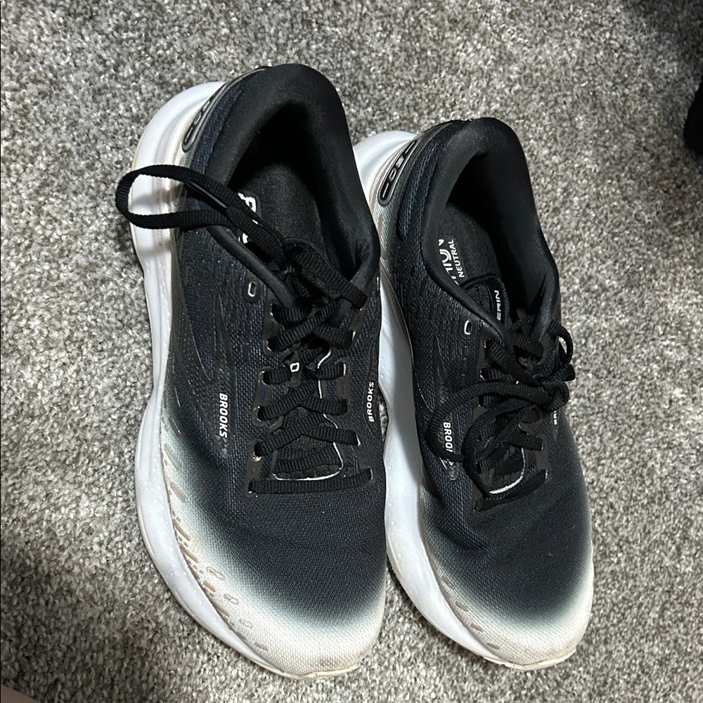 Brooks Black and White Gradient Running Sneakers